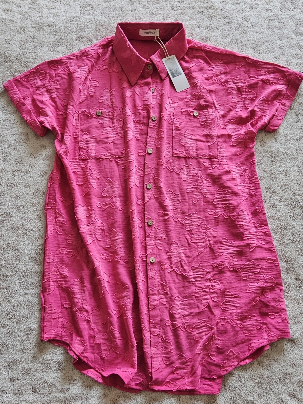 Bsubseach hot pink swimsuit cover-up shirt
